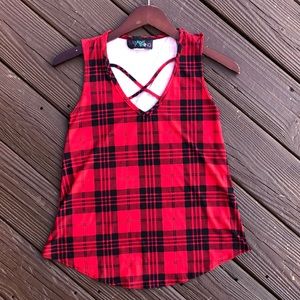 Black and red plaid tank top